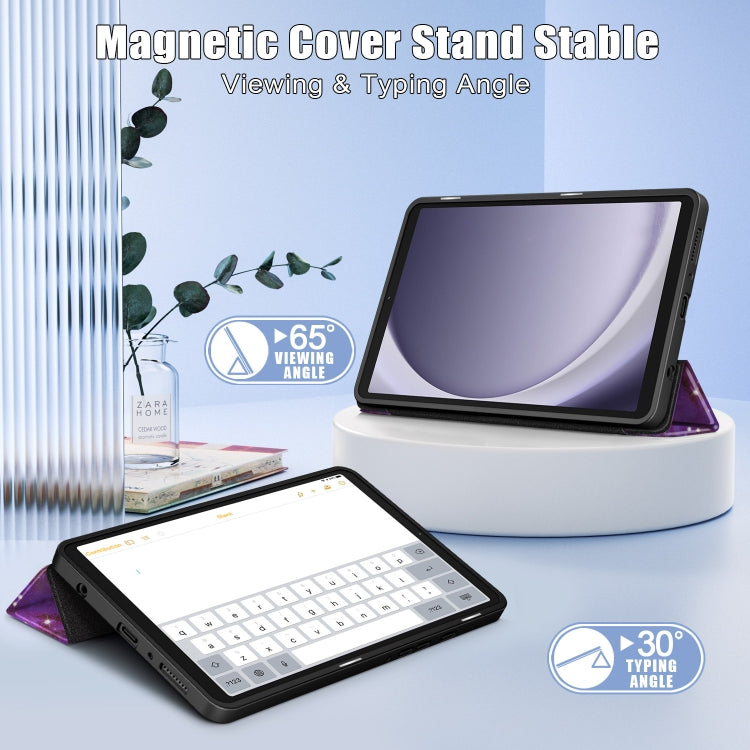 For Samsung Galaxy Tab A11 / A9 Acrylic 3-folding Painted Leather Tablet Case(Milky Way) by bashfashion