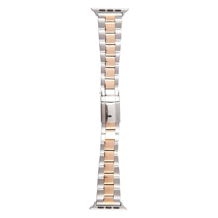For Apple Watch SE 2023 40mm Three-Bead Stainless Steel Watch Band(Silver Rose Gold) by bashfashion