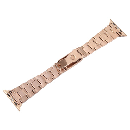 For Apple Watch Ultra 2 49mm Three-Bead Stainless Steel Watch Band(Rose Gold) by bashfashion
