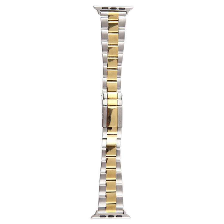 For Apple Watch Ultra 2 49mm Three-Bead Stainless Steel Watch Band(Silver Gold) by bashfashion