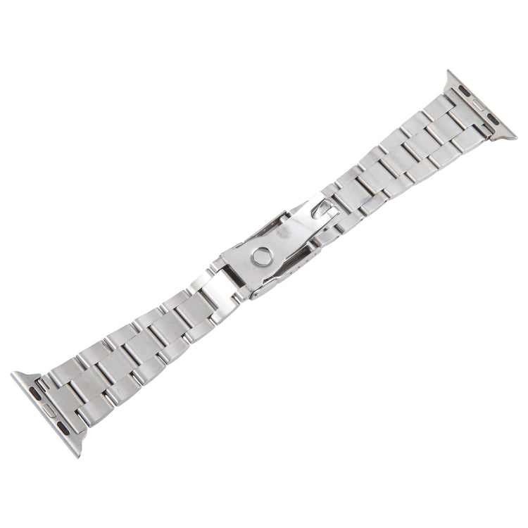 For Apple Watch Ultra 2 49mm Three-Bead Stainless Steel Watch Band(Silver Gold) by bashfashion