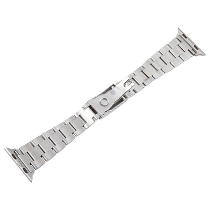 For Apple Watch Ultra 2 49mm Three-Bead Stainless Steel Watch Band(Silver Gold) by bashfashion