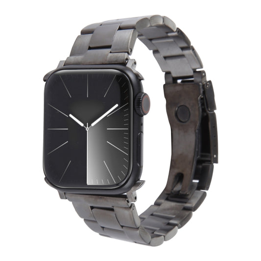 For Apple Watch Series 9 41mm Three-Bead Stainless Steel Watch Band(Gun Color) by bashfashion