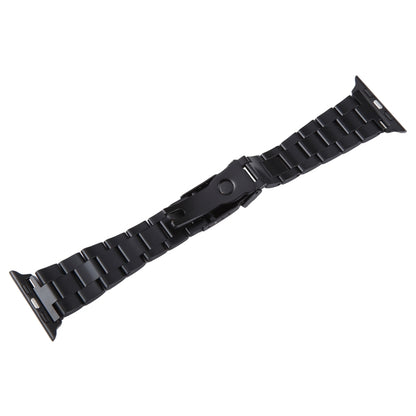 For Apple Watch Ultra 49mm Three-Bead Stainless Steel Watch Band(Black Gold) by bashfashion