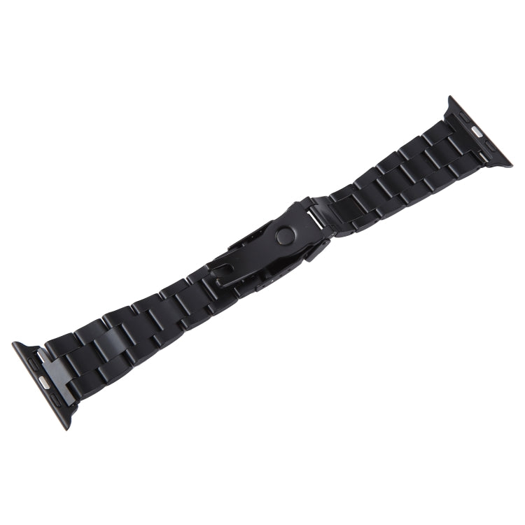 For Apple Watch Ultra 49mm Three-Bead Stainless Steel Watch Band(Black Rose Gold) by bashfashion