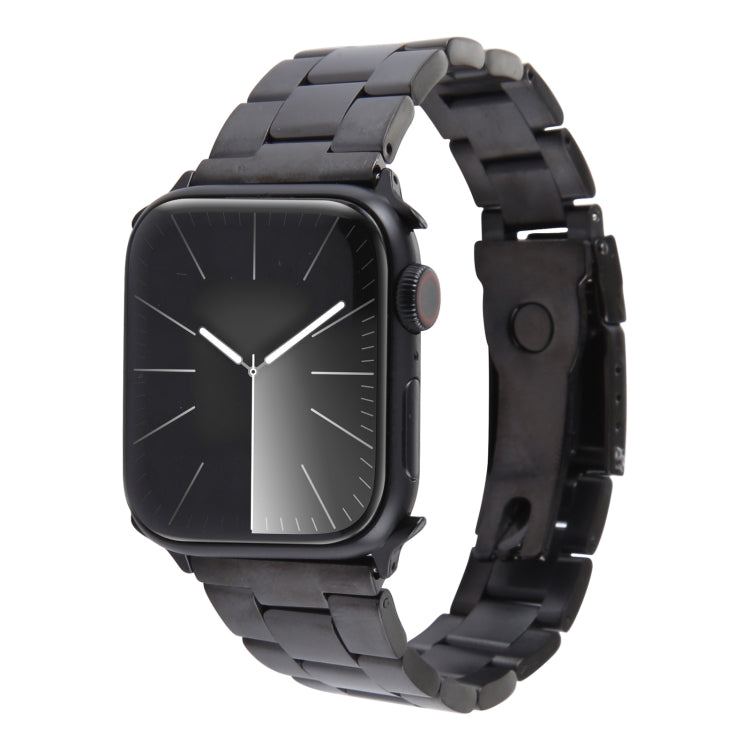 For Apple Watch Ultra 49mm Three-Bead Stainless Steel Watch Band(Black) by bashfashion