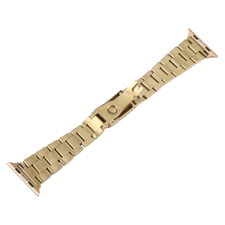 For Apple Watch Ultra 49mm Three-Bead Stainless Steel Watch Band(Gold) by bashfashion