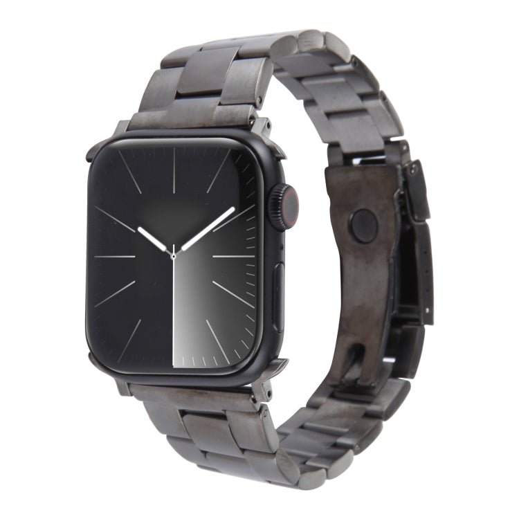 For Apple Watch Series 7 41mm Three-Bead Stainless Steel Watch Band(Gun Color) by bashfashion