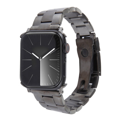 For Apple Watch Series 7 45mm Three-Bead Stainless Steel Watch Band(Gun Color) by bashfashion