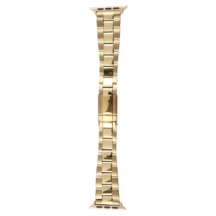 For Apple Watch SE 44mm Three-Bead Stainless Steel Watch Band(Gold) by bashfashion