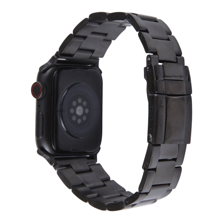 For Apple Watch Series 6 40mm Three-Bead Stainless Steel Watch Band(Black) by bashfashion