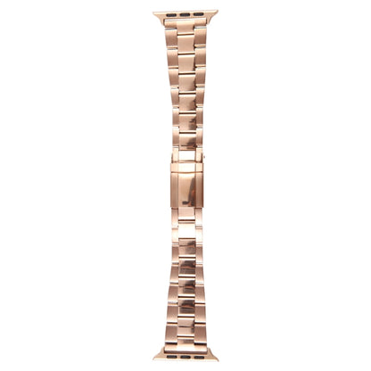 For Apple Watch Series 4 44mm Three-Bead Stainless Steel Watch Band(Rose Gold) by bashfashion