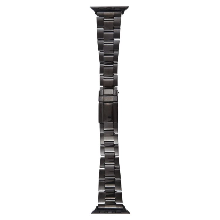 For Apple Watch Series 3 42mm Three-Bead Stainless Steel Watch Band(Black) by bashfashion