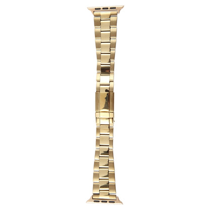 For Apple Watch 42mm Three-Bead Stainless Steel Watch Band(Gold) by bashfashion