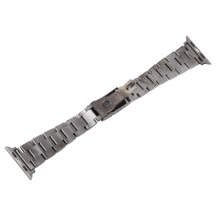 For Apple Watch 42mm Three-Bead Stainless Steel Watch Band(Gun Color) by bashfashion