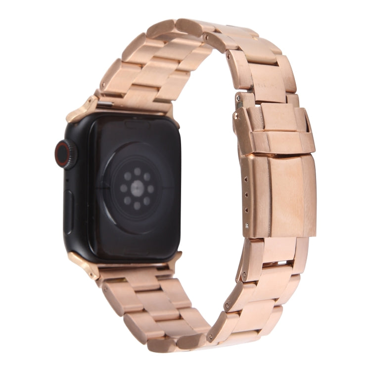 For Apple Watch 38mm Three-Bead Stainless Steel Watch Band(Rose Gold) by bashfashion