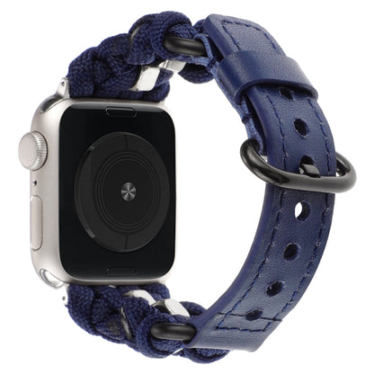 For Apple Watch Ultra 2 49mm Paracord Genuine Leather Watch Band(Royal Blue) by bashfashion