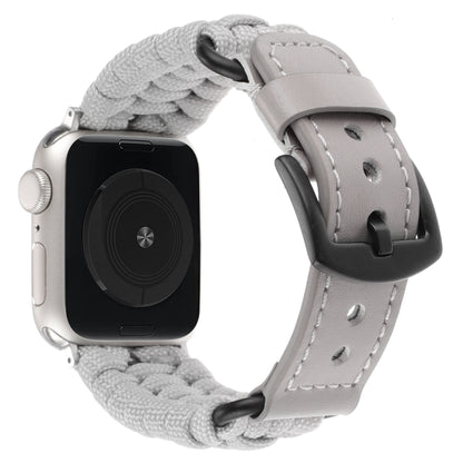 For Apple Watch Ultra 2 49mm Plain Paracord Genuine Leather Watch Band(Grey) by bashfashion