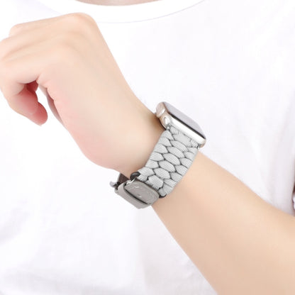 For Apple Watch SE 44mm Plain Paracord Genuine Leather Watch Band(Grey) by bashfashion