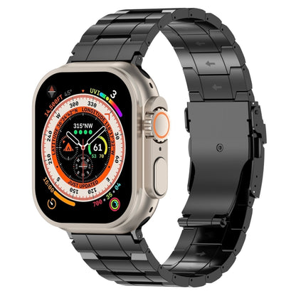 For Apple Watch Ultra 2 49mm Safety Buckle Trapezoid Titanium Steel Watch Band(Black) by bashfashion