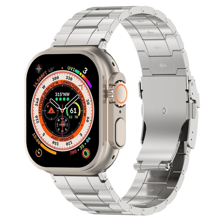 For Apple Watch Ultra 2 49mm Safety Buckle Trapezoid Titanium Steel Watch Band(Silver) by bashfashion