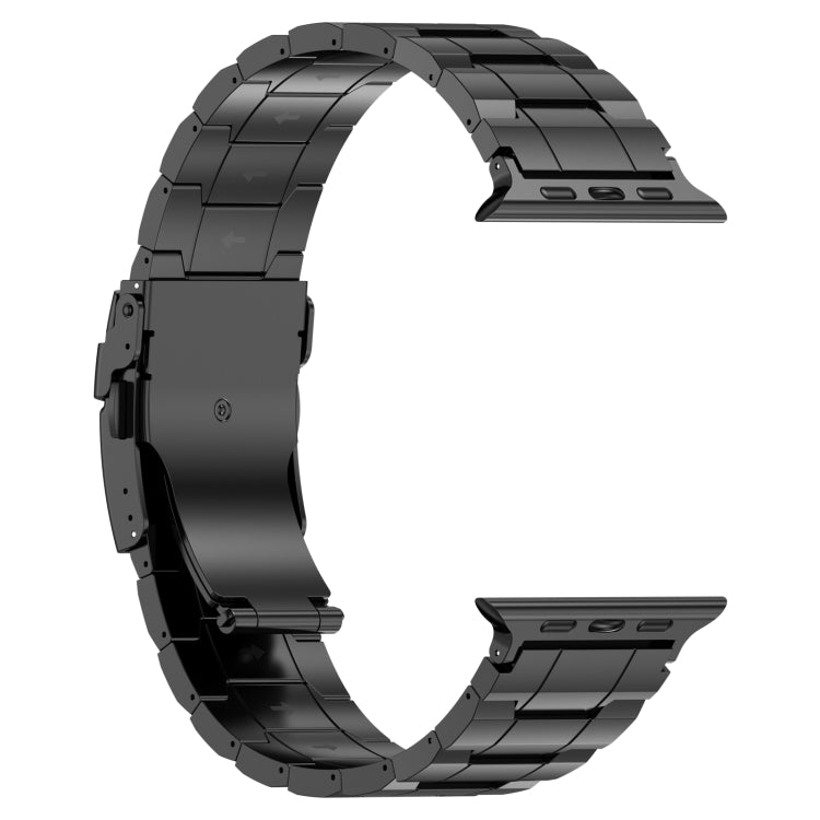 For Apple Watch Series 8 41mm Safety Buckle Trapezoid Titanium Steel Watch Band(Black) by bashfashion