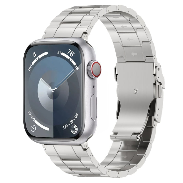 For Apple Watch Series 8 45mm Safety Buckle Trapezoid Titanium Steel Watch Band(Silver) by bashfashion