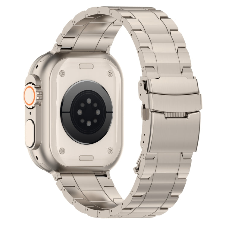 For Apple Watch Series 7 45mm Safety Buckle Trapezoid Titanium Steel Watch Band(Titanium) by bashfashion