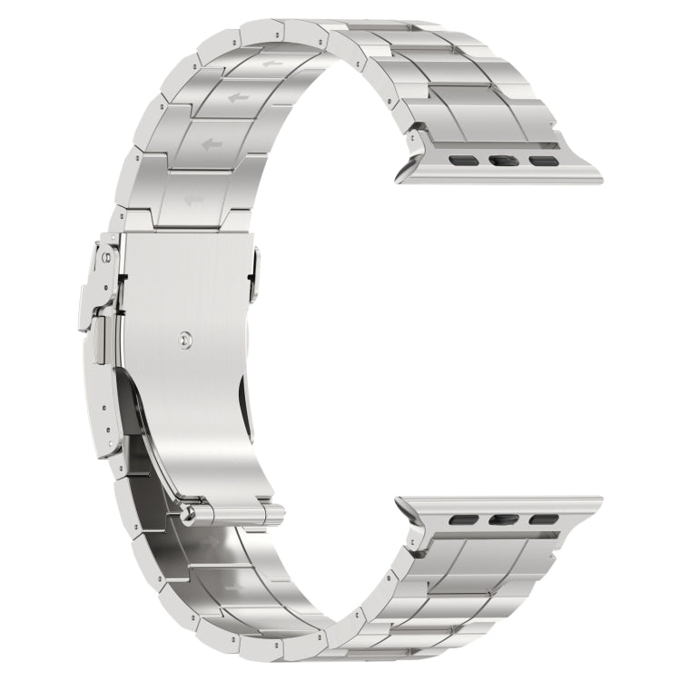 For Apple Watch 42mm Safety Buckle Trapezoid Titanium Steel Watch Band(Silver) by bashfashion