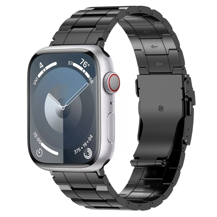 For Apple Watch 38mm Safety Buckle Trapezoid Titanium Steel Watch Band(Black) by bashfashion