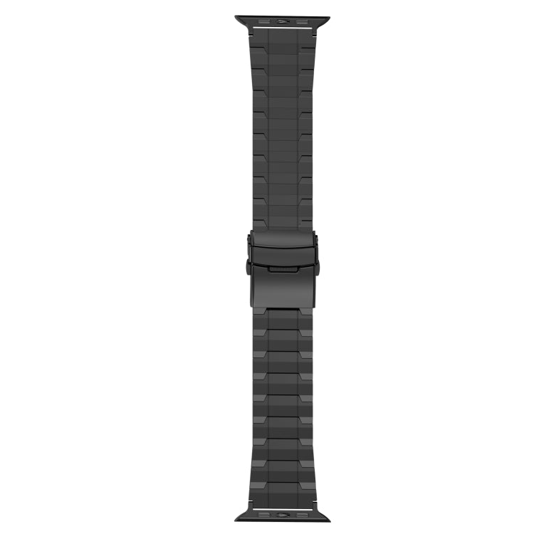 For Apple Watch 38mm Safety Buckle Trapezoid Titanium Steel Watch Band(Black) by bashfashion