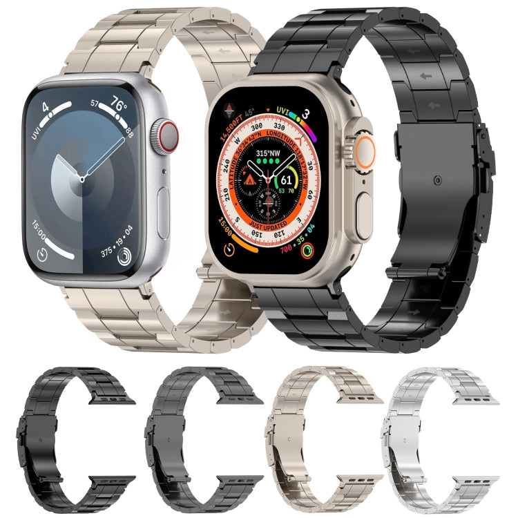 For Apple Watch Series 3 42mm Safety Buckle Trapezoid Titanium Steel Watch Band(Grey) by bashfashion