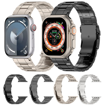 For Apple Watch 38mm Safety Buckle Trapezoid Titanium Steel Watch Band(Black) by bashfashion
