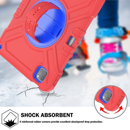 For iPad Air 2022 10.9 / Pro 11 2022 X Rotation PC Hybrid Silicone Tablet Case with Strap(Red Blue) by bashfashion