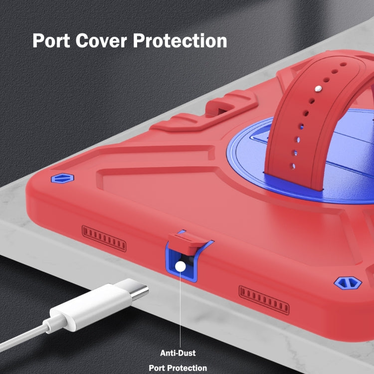 For iPad Air 2022 10.9 / Pro 11 2022 X Rotation PC Hybrid Silicone Tablet Case with Strap(Red Blue) by bashfashion