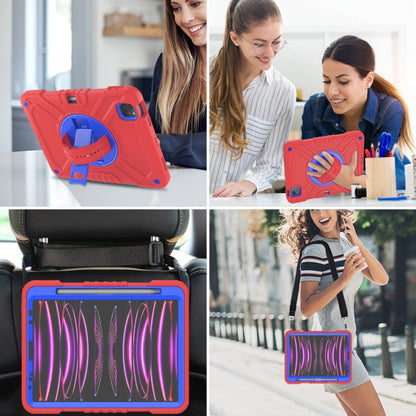 For iPad Air 2022 10.9 / Pro 11 2022 X Rotation PC Hybrid Silicone Tablet Case with Strap(Red Blue) by bashfashion