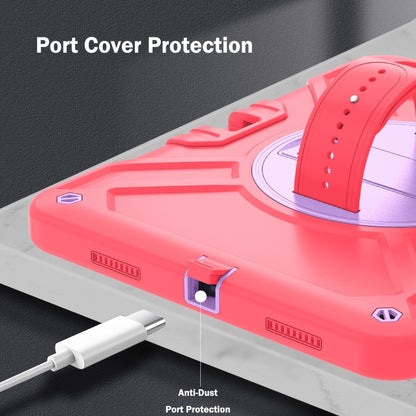 For iPad Air 2022 10.9 / Pro 11 2022 X Rotation PC Hybrid Silicone Tablet Case with Strap(Red Purple) by bashfashion