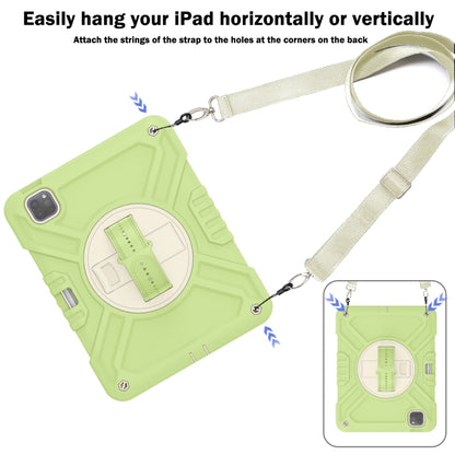 For iPad Air 2022 10.9 / Pro 11 2022 X Rotation PC Hybrid Silicone Tablet Case with Strap(Yellow Green White) by bashfashion
