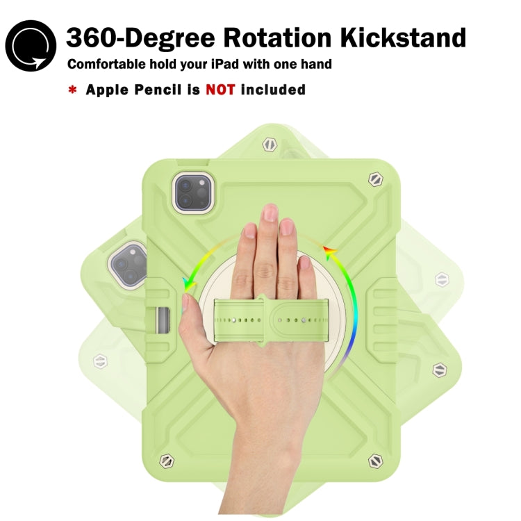 For iPad Air 2022 10.9 / Pro 11 2022 X Rotation PC Hybrid Silicone Tablet Case with Strap(Yellow Green White) by bashfashion