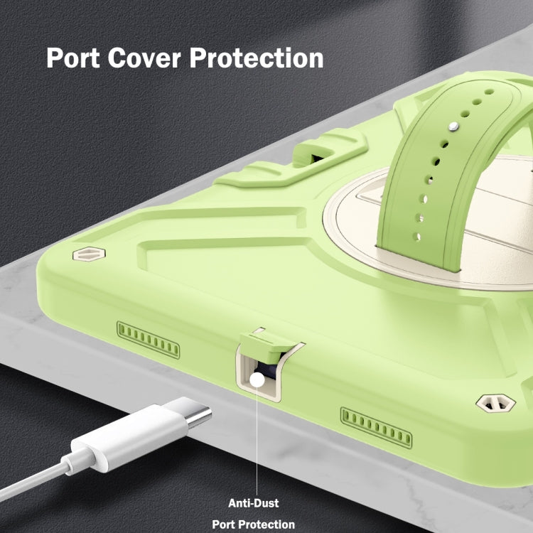 For iPad Air 2022 10.9 / Pro 11 2022 X Rotation PC Hybrid Silicone Tablet Case with Strap(Yellow Green White) by bashfashion