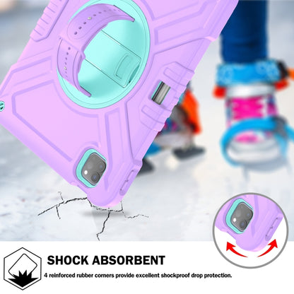 For iPad Air 2022 10.9 / Pro 11 2022 X Rotation PC Hybrid Silicone Tablet Case with Strap(Purple Cyan) by bashfashion