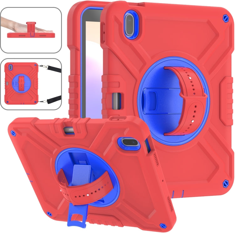 For iPad 2025 / 2022 X Rotation PC Hybrid Silicone Tablet Case with Strap(Red Blue) by bashfashion