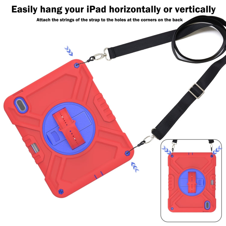 For iPad 2025 / 2022 X Rotation PC Hybrid Silicone Tablet Case with Strap(Red Blue) by bashfashion