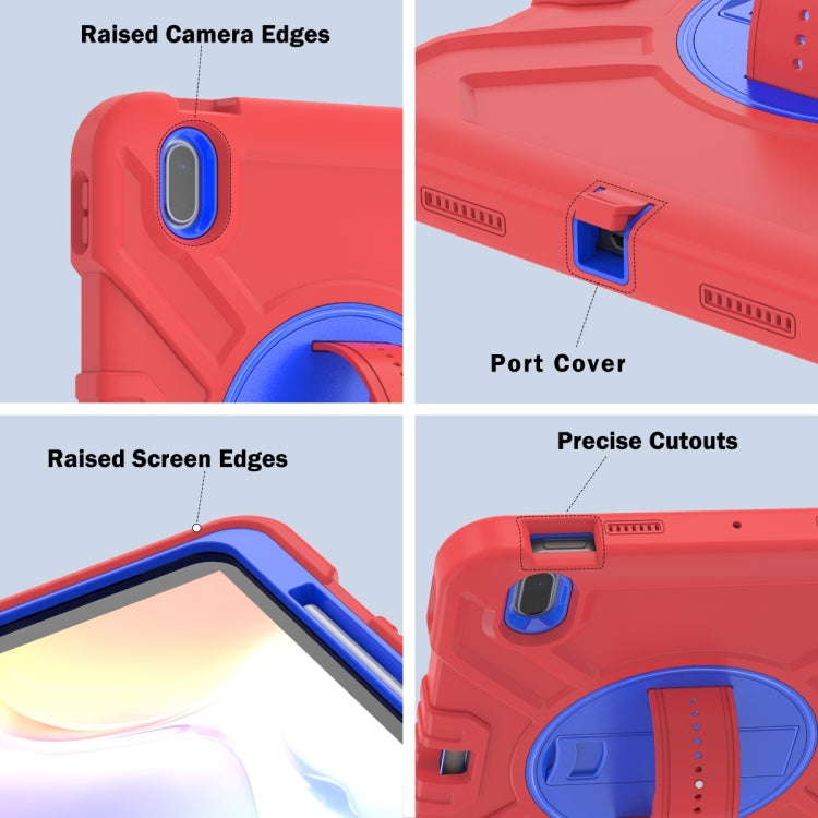 For iPad 2025 / 2022 X Rotation PC Hybrid Silicone Tablet Case with Strap(Red Blue) by bashfashion