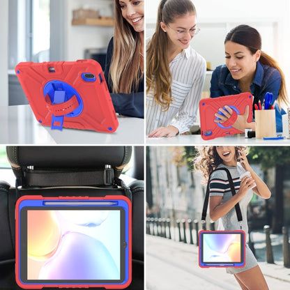 For iPad 2025 / 2022 X Rotation PC Hybrid Silicone Tablet Case with Strap(Red Blue) by bashfashion