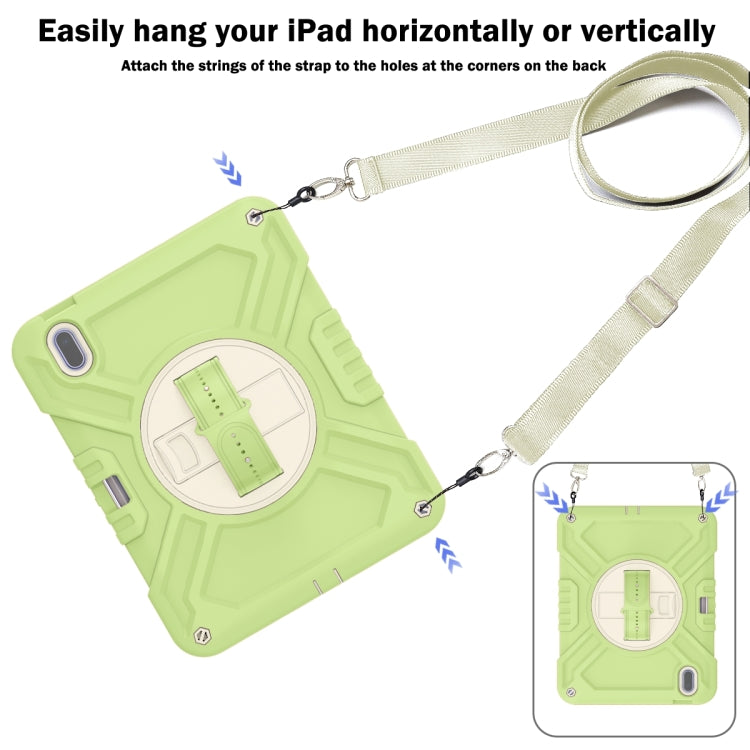 For iPad 2025 / 2022 X Rotation PC Hybrid Silicone Tablet Case with Strap(Yellow Green White) by bashfashion