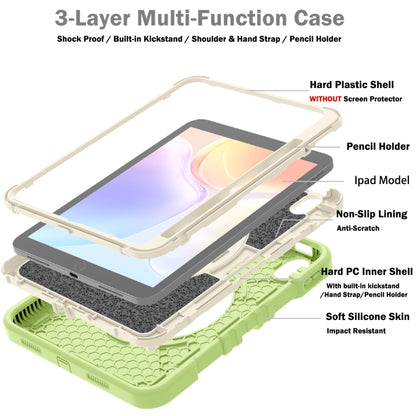 For iPad 2025 / 2022 X Rotation PC Hybrid Silicone Tablet Case with Strap(Yellow Green White) by bashfashion