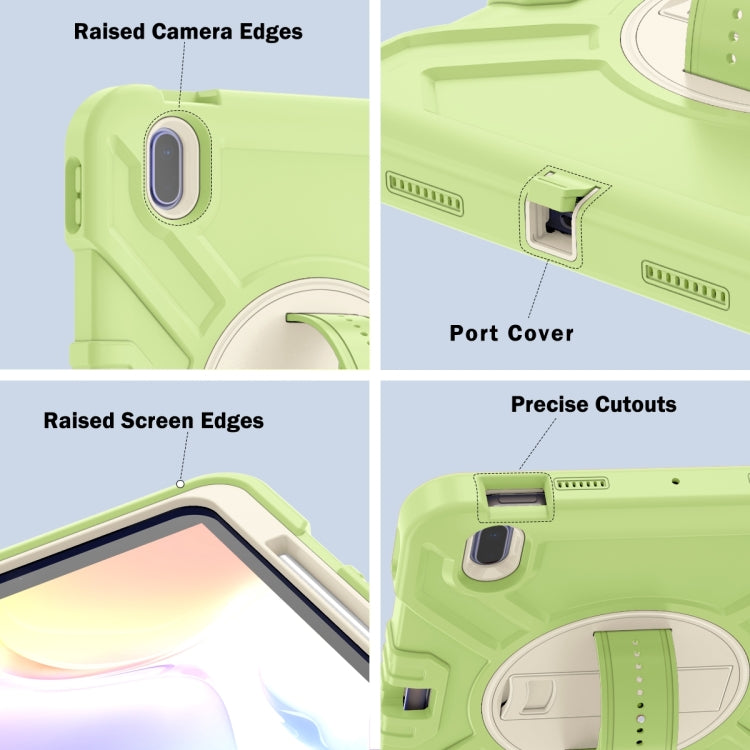 For iPad 2025 / 2022 X Rotation PC Hybrid Silicone Tablet Case with Strap(Yellow Green White) by bashfashion
