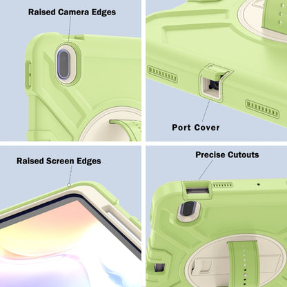 For iPad 2025 / 2022 X Rotation PC Hybrid Silicone Tablet Case with Strap(Yellow Green White) by bashfashion