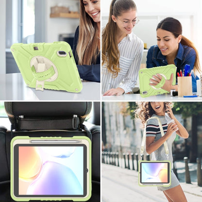 For iPad 2025 / 2022 X Rotation PC Hybrid Silicone Tablet Case with Strap(Yellow Green White) by bashfashion